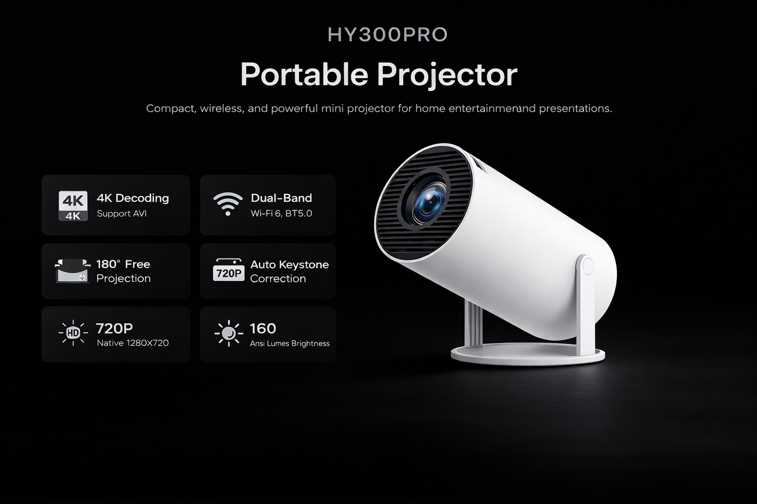 HY300 Portable Projector Home Theater