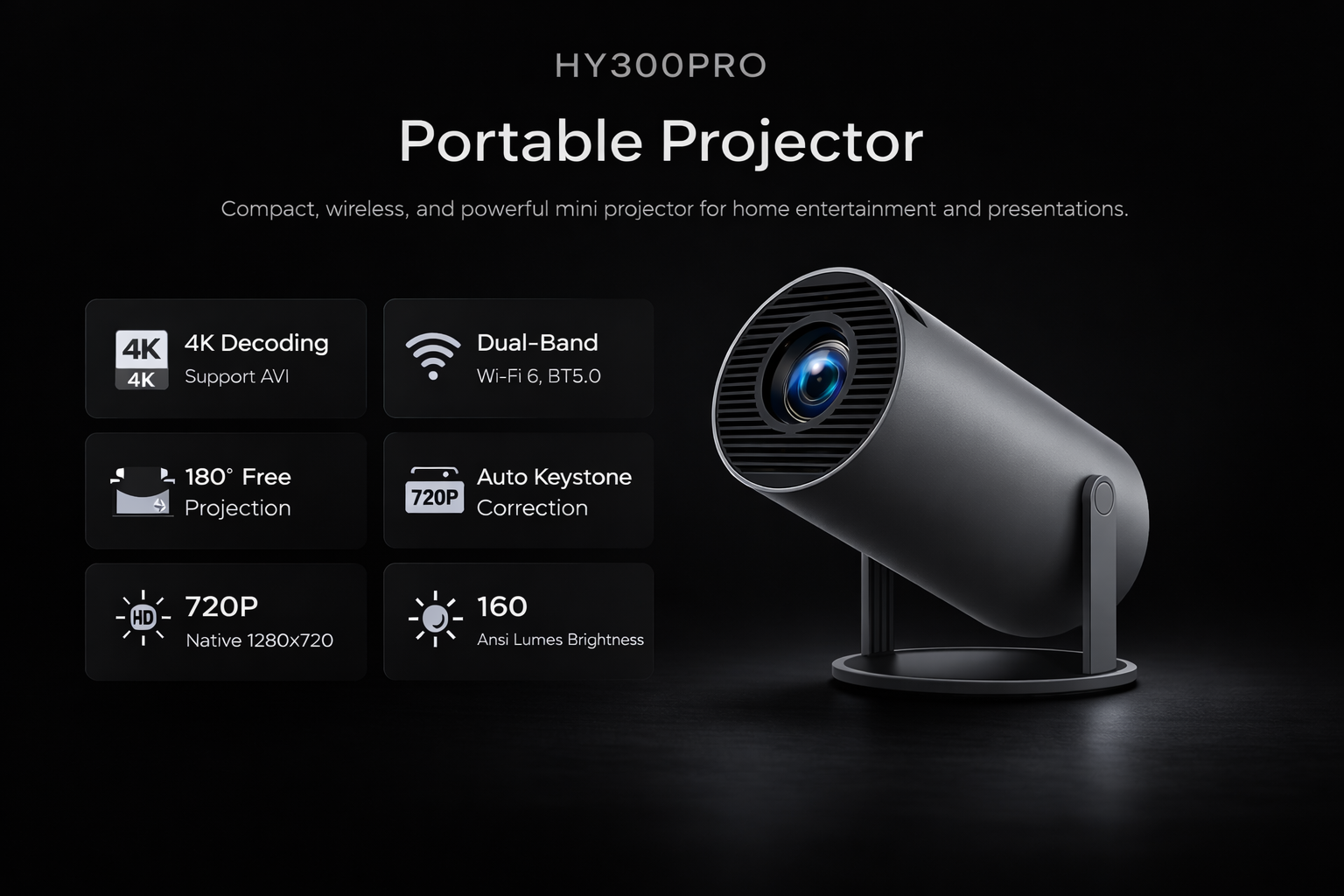 HY300 Portable Projector Home Theater